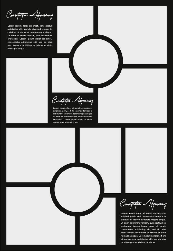 Pictures or photos frame collage and digital photo wall template vector