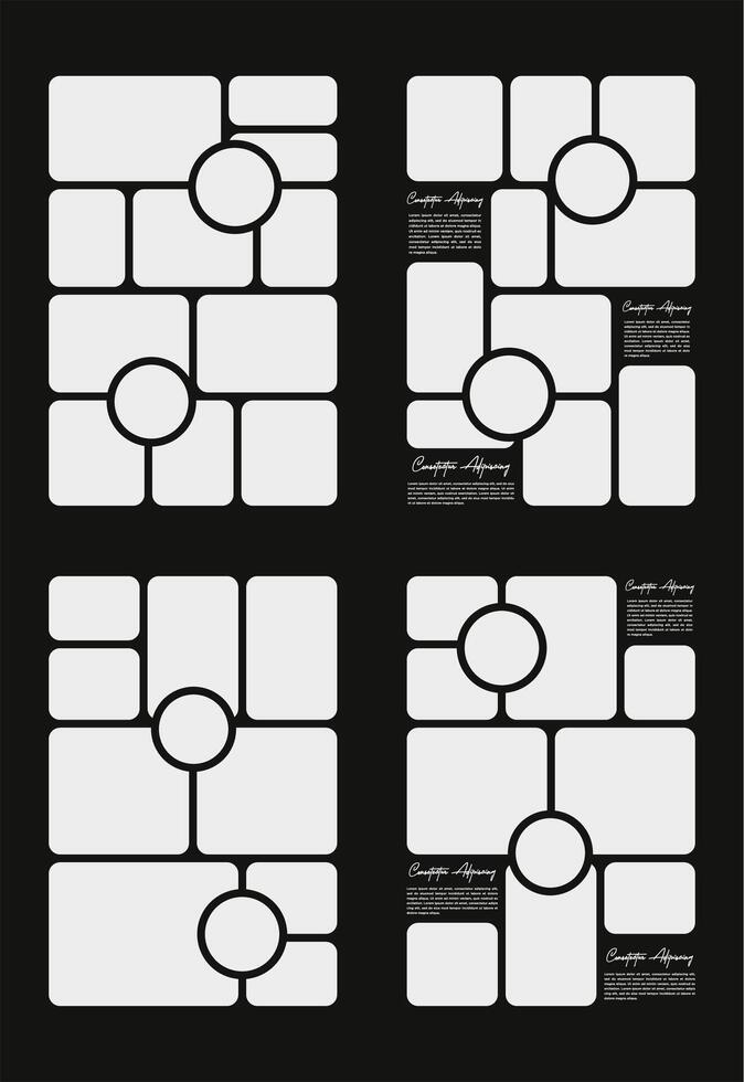 Pictures or photos frame collage and digital photo wall template vector