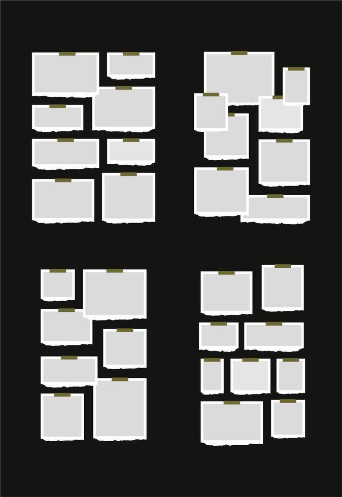 Pictures or photos frame collage abstract photo frames and digital photo wall template vector