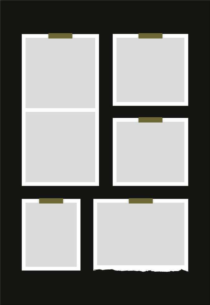Pictures or photos frame collage. comics page grid layout abstract photo frames and digital photo wall template vector