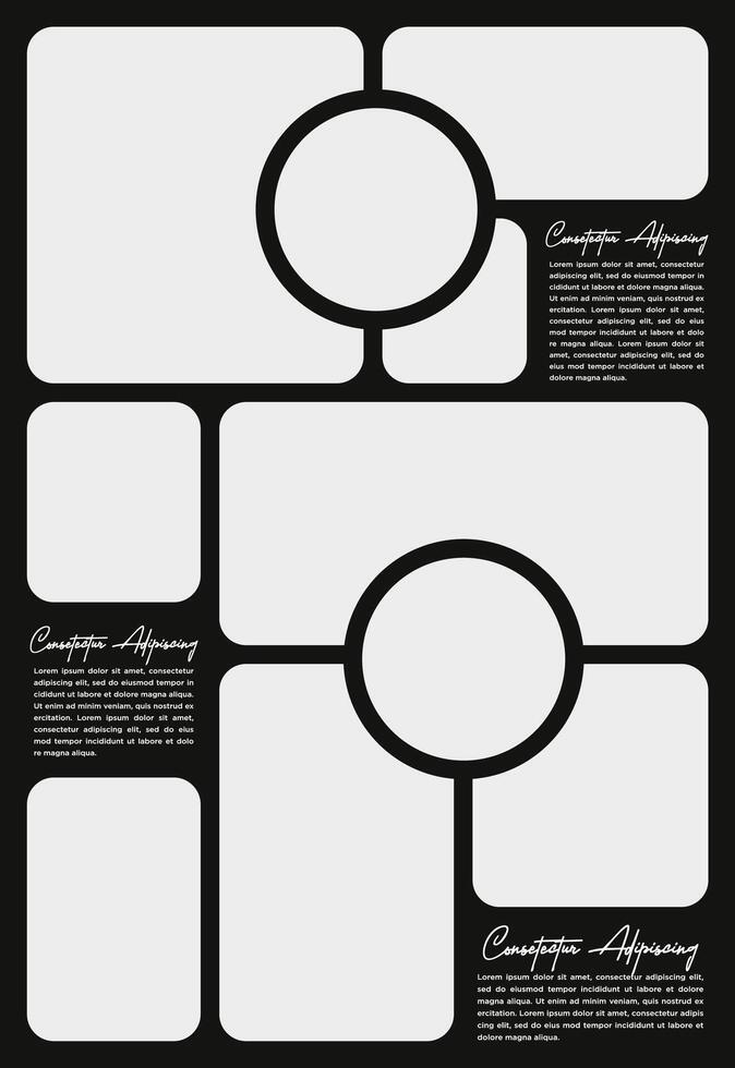 Pictures or photos frame collage and digital photo wall template vector