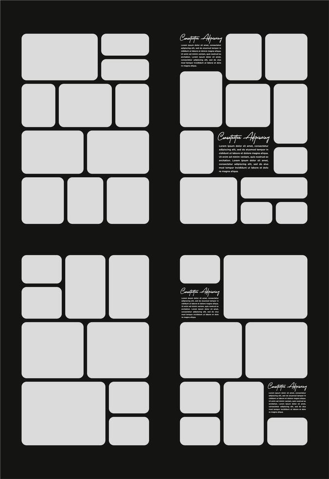 Pictures or photos frame collage and digital photo wall template vector