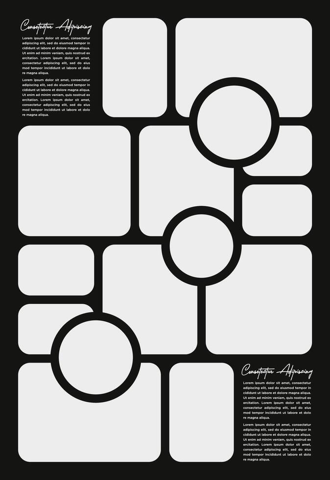 Pictures or photos frame collage and digital photo wall template vector
