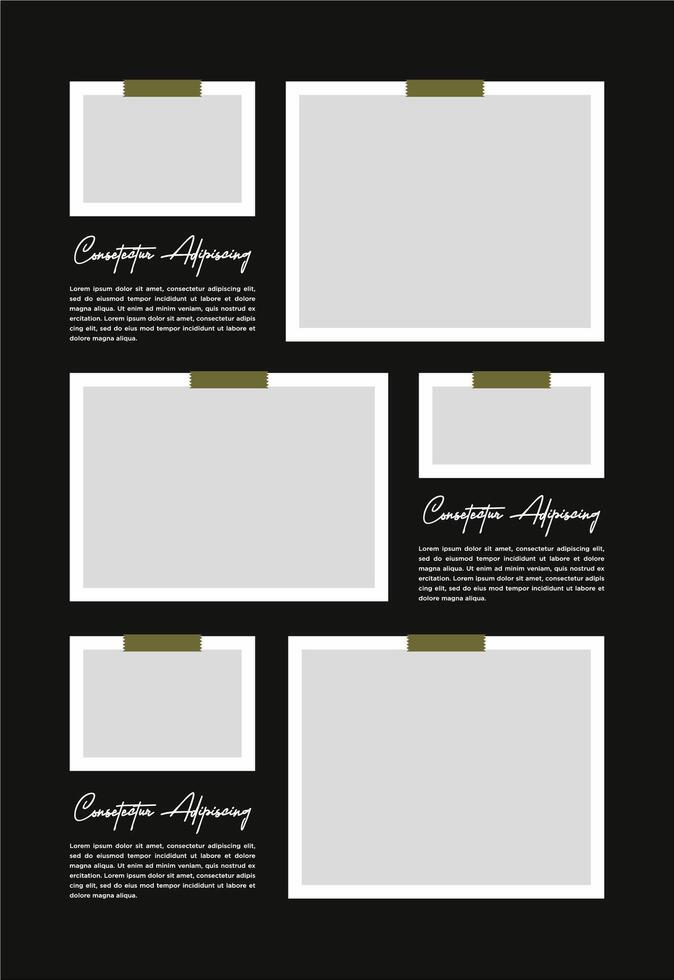 Pictures or photos frame collage abstract photo frames and digital photo wall template vector