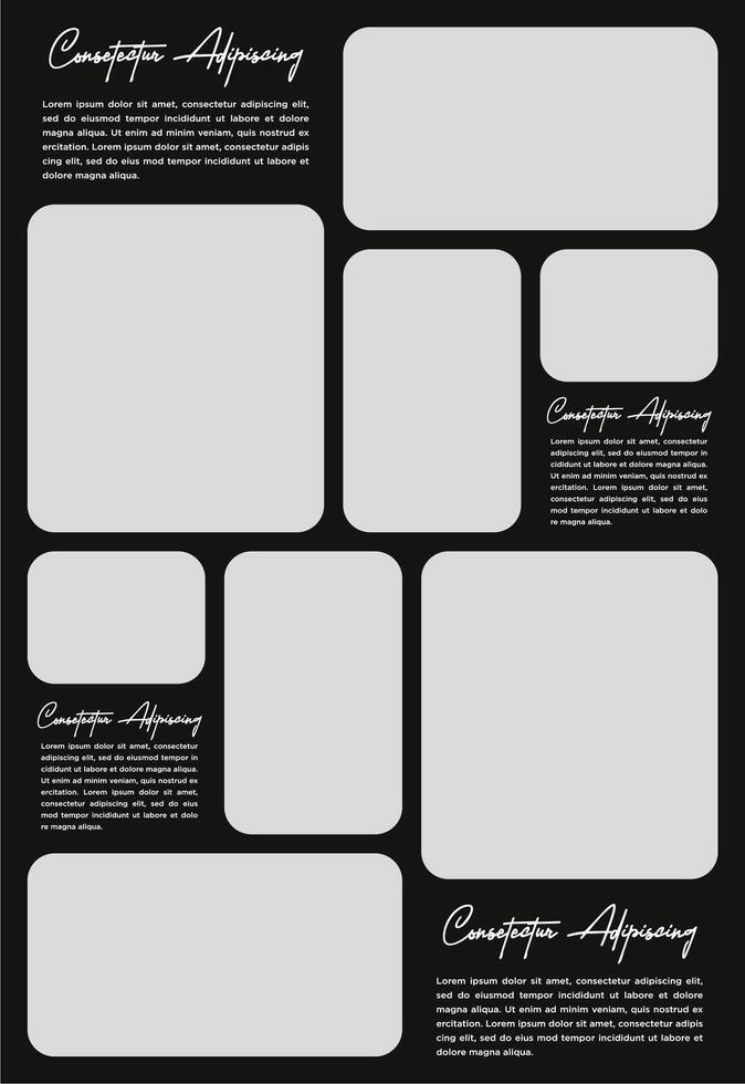 Pictures or photos frame collage and digital photo wall template vector