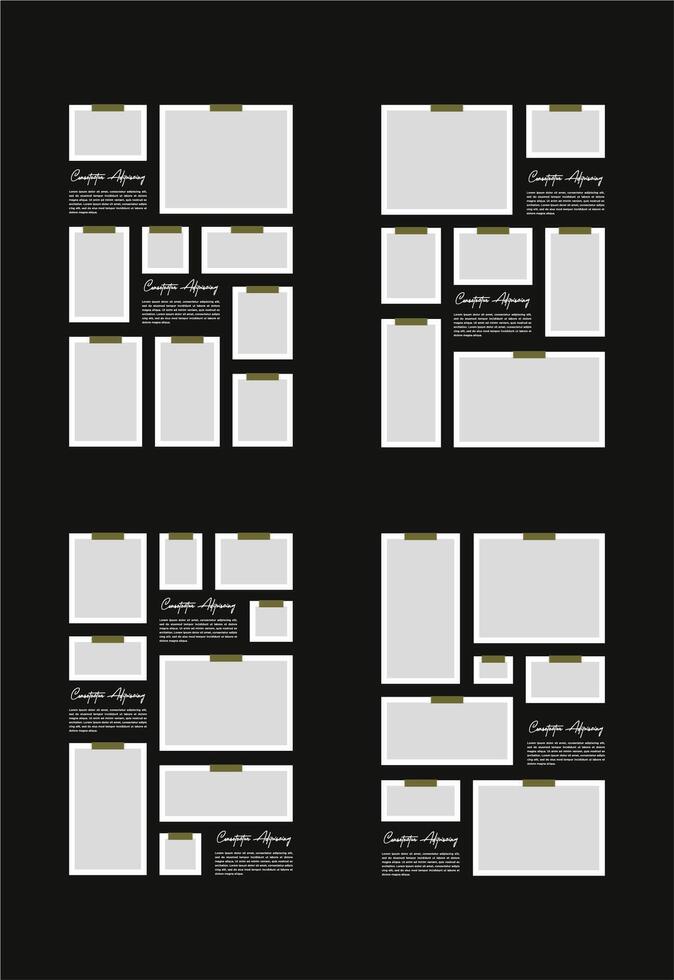 Pictures or photos frame collage abstract photo frames and digital photo wall template vector