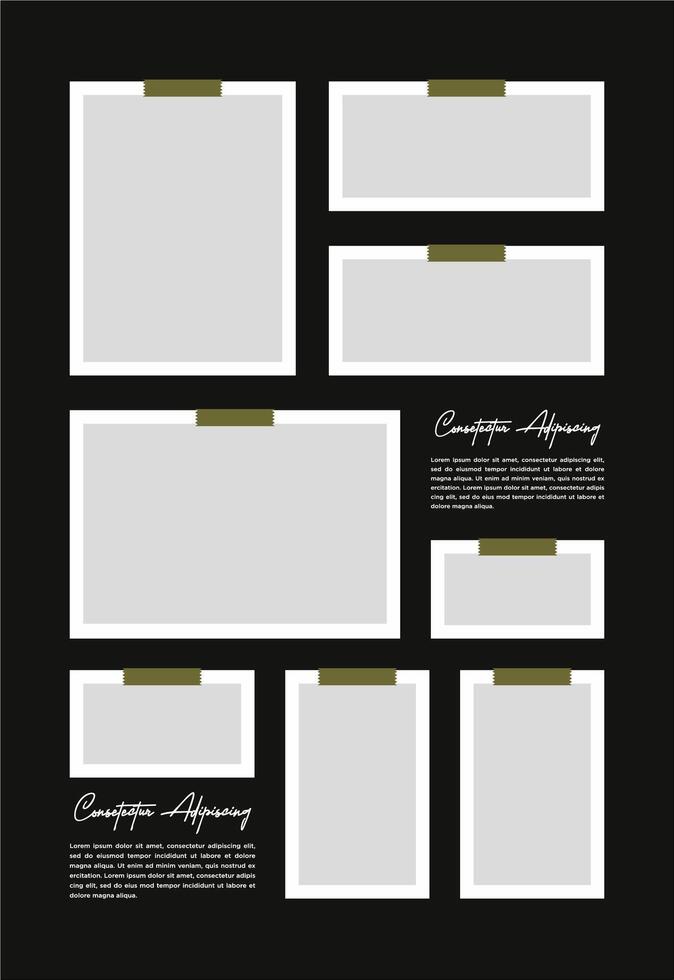 Pictures or photos frame collage abstract photo frames and digital photo wall template vector