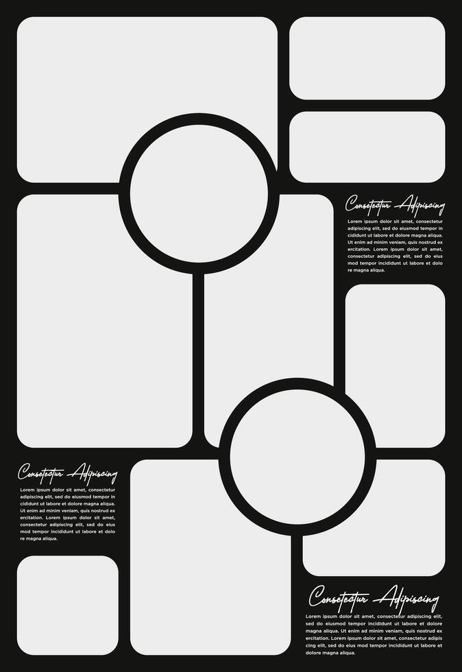 Pictures or photos frame collage and digital photo wall template vector