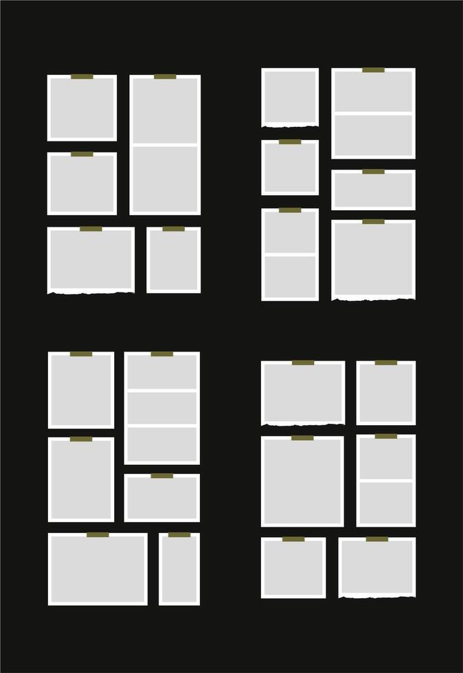Pictures or photos frame collage abstract photo frames and digital photo wall template vector
