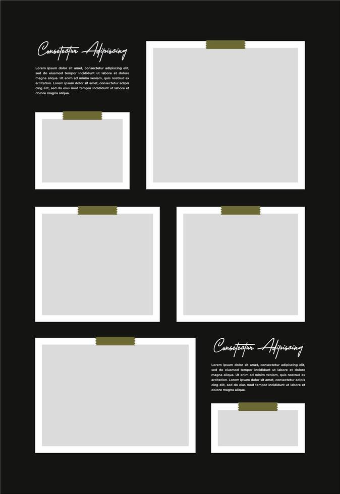 Pictures or photos frame collage abstract photo frames and digital photo wall template vector