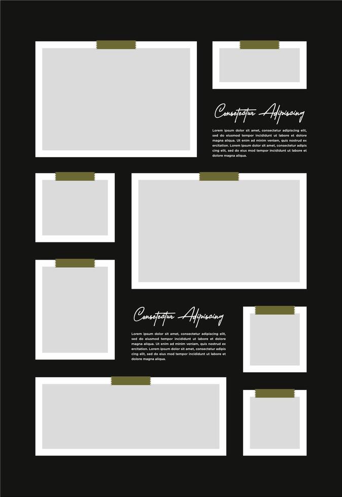 Pictures or photos frame collage abstract photo frames and digital photo wall template vector