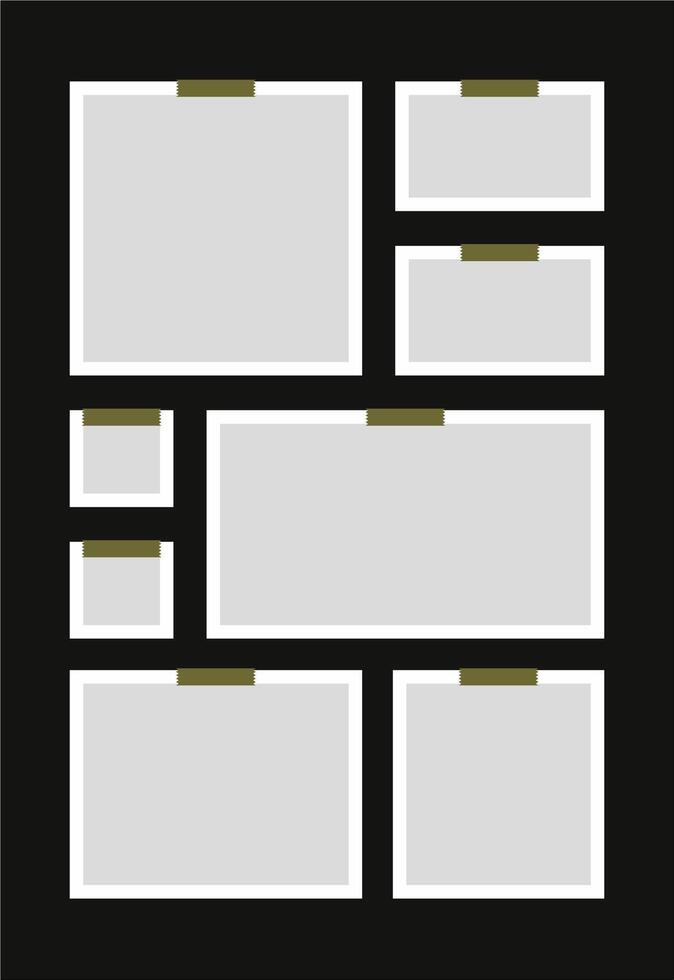 Pictures or photos frame collage abstract photo frames and digital photo wall template vector