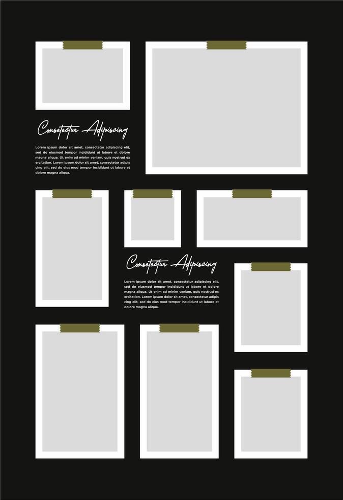 Pictures or photos frame collage abstract photo frames and digital photo wall template vector