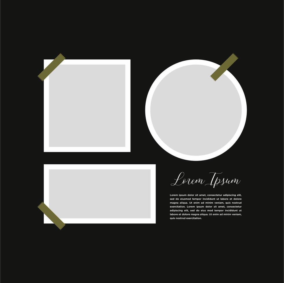 Pictures or photos frame collage abstract photo frames and digital photo wall template vector