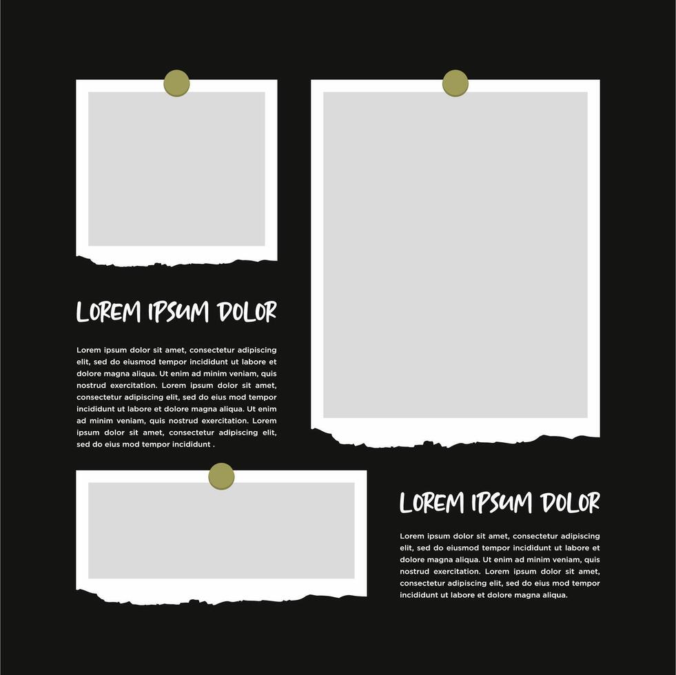Pictures or photos frame collage abstract photo frames and digital photo wall template vector