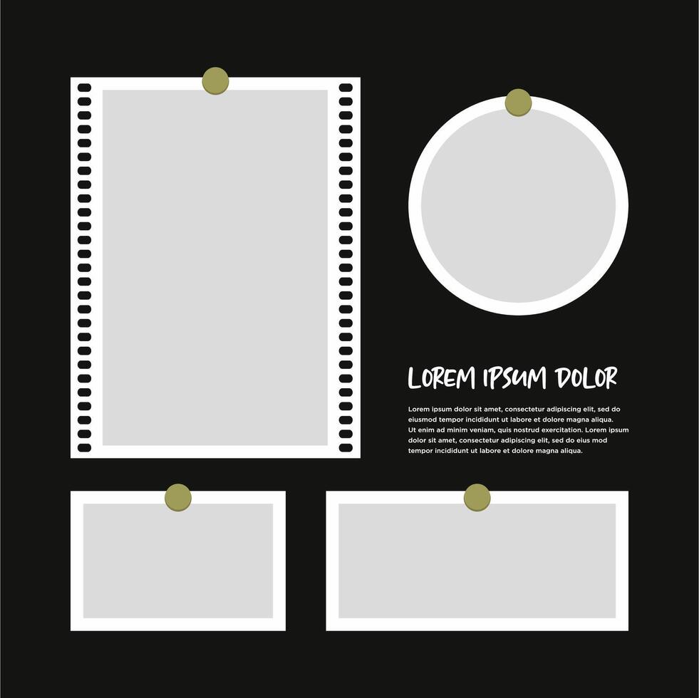 Pictures or photos frame collage abstract photo frames and digital photo wall template vector