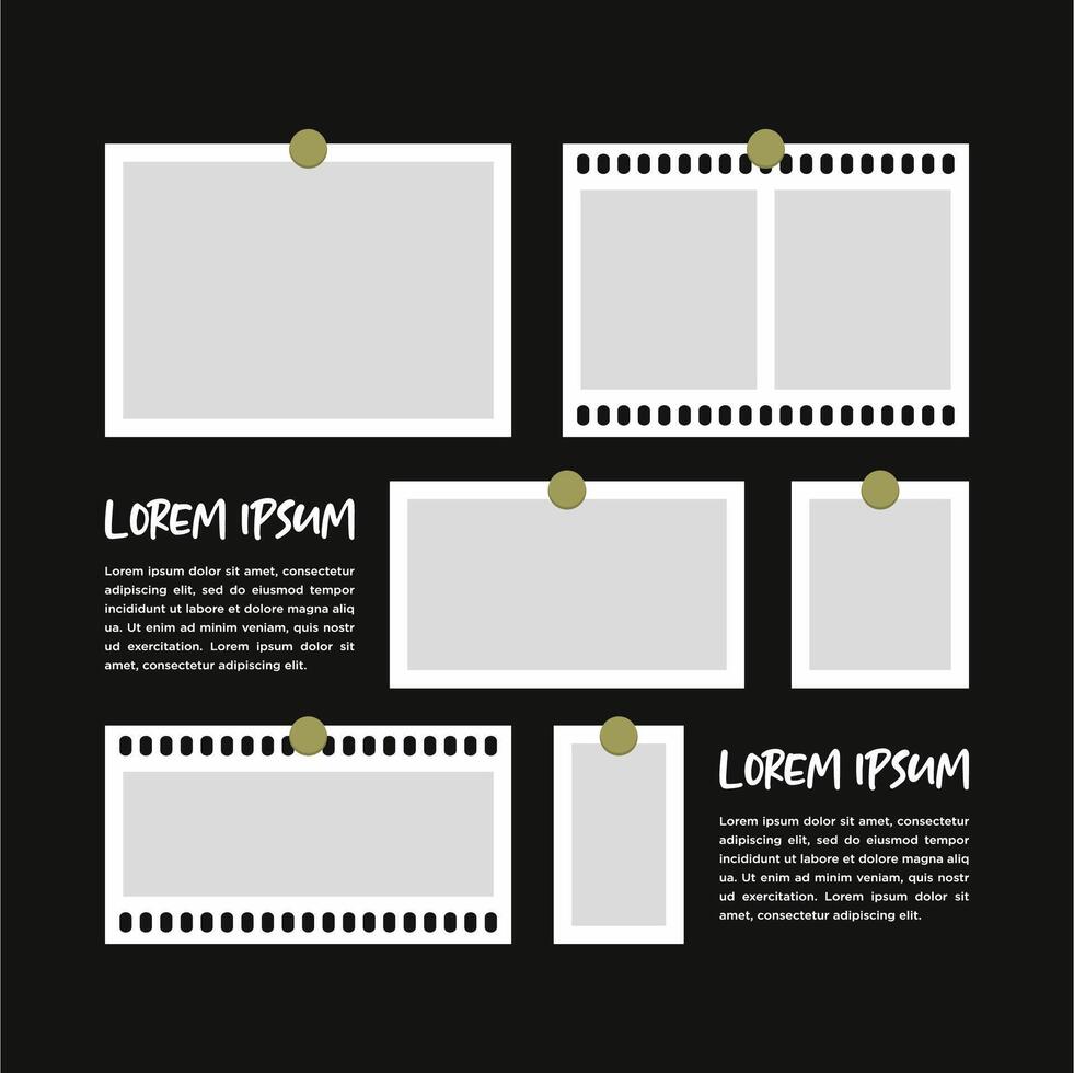 Pictures or photos frame collage abstract photo frames and digital photo wall template vector