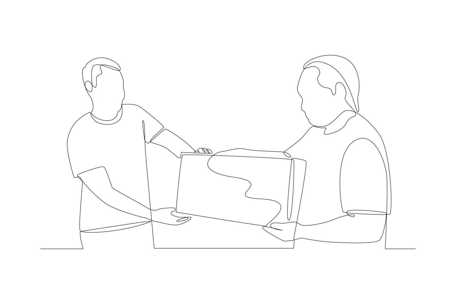 Continuous one line drawing Volunteer concept. Doodle vector illustration.