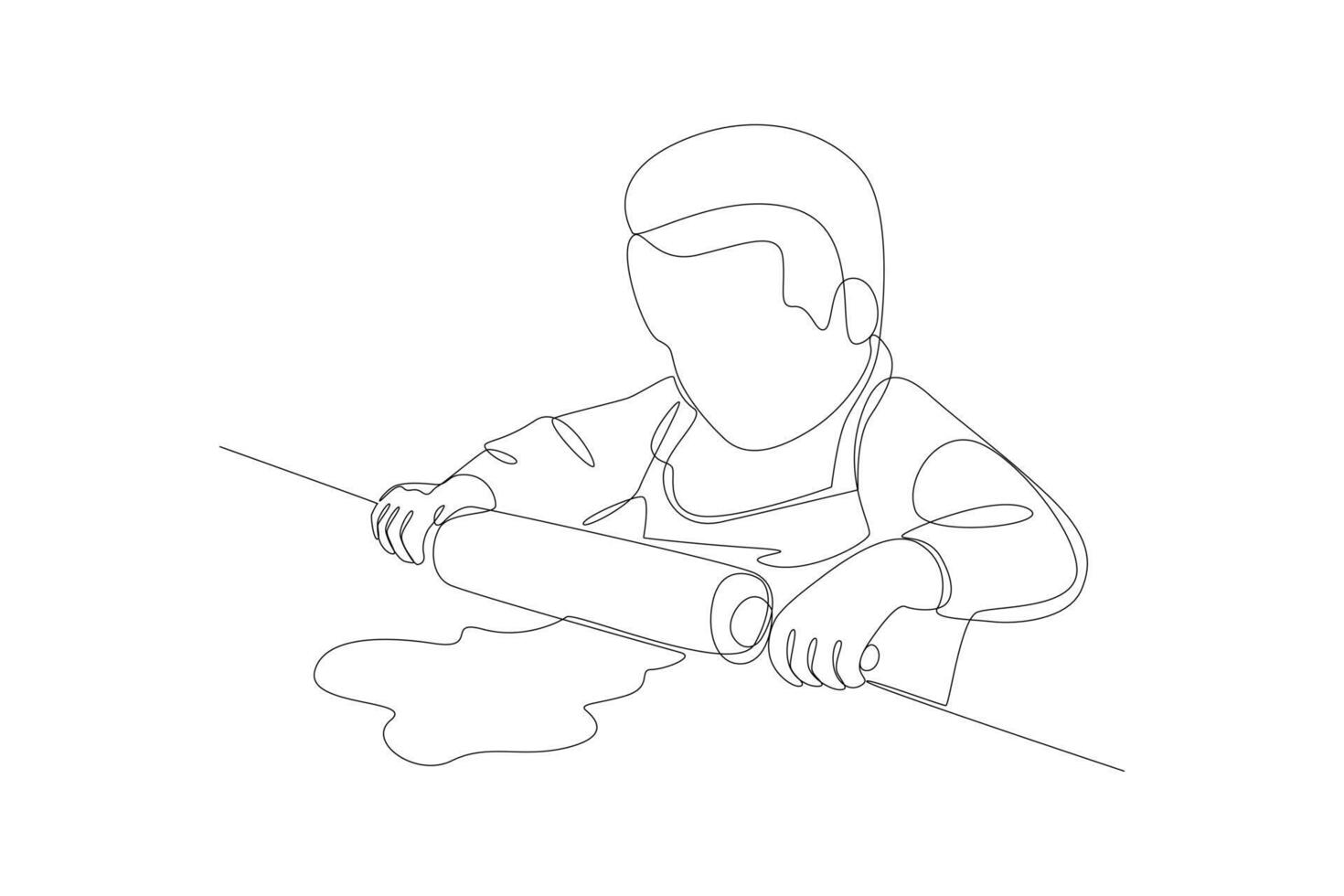 One continuous line drawing of cooking concept. Doodle vector illustration in simple linear style.