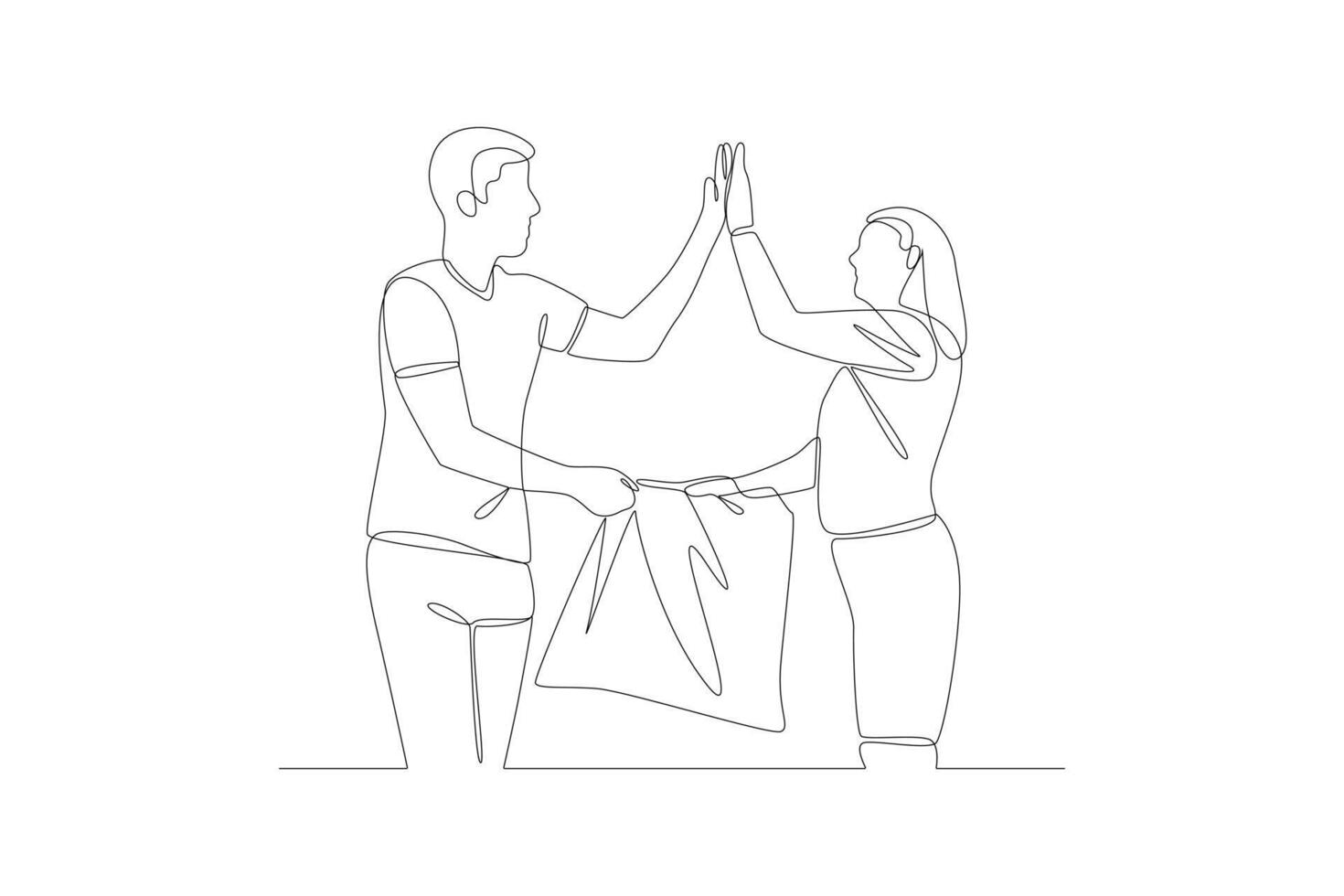 Continuous one line drawing Volunteer concept. Doodle vector illustration.