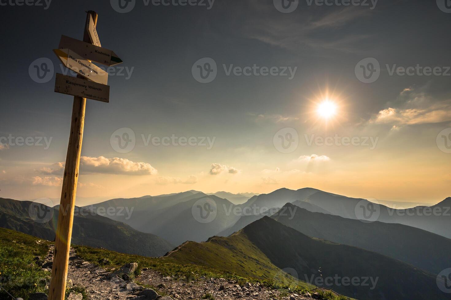 Sign of the trails in the mountains of the Tatras photo