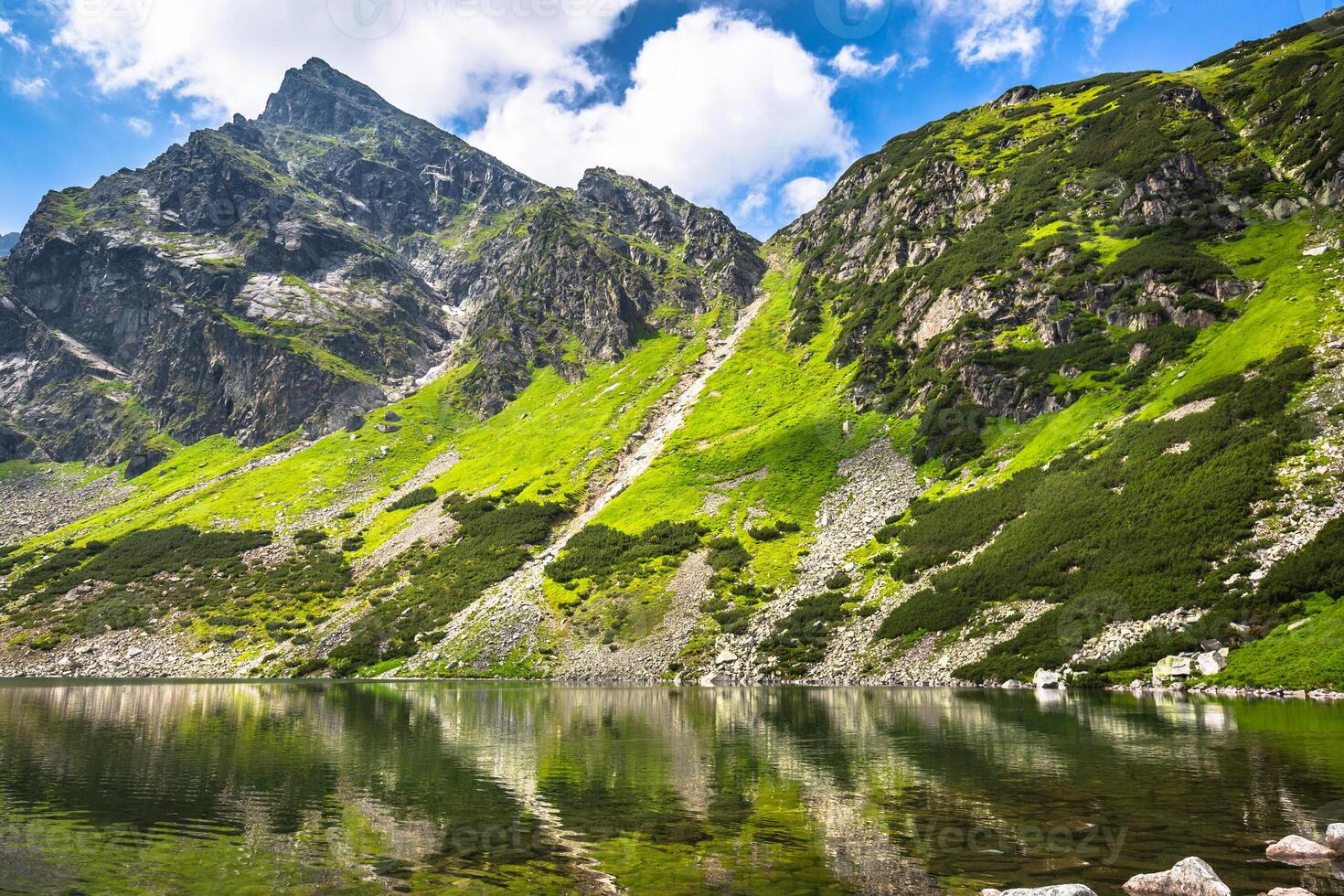 Beautiful landscape of Black Pond Gasienicowy in Tatra Mountains photo