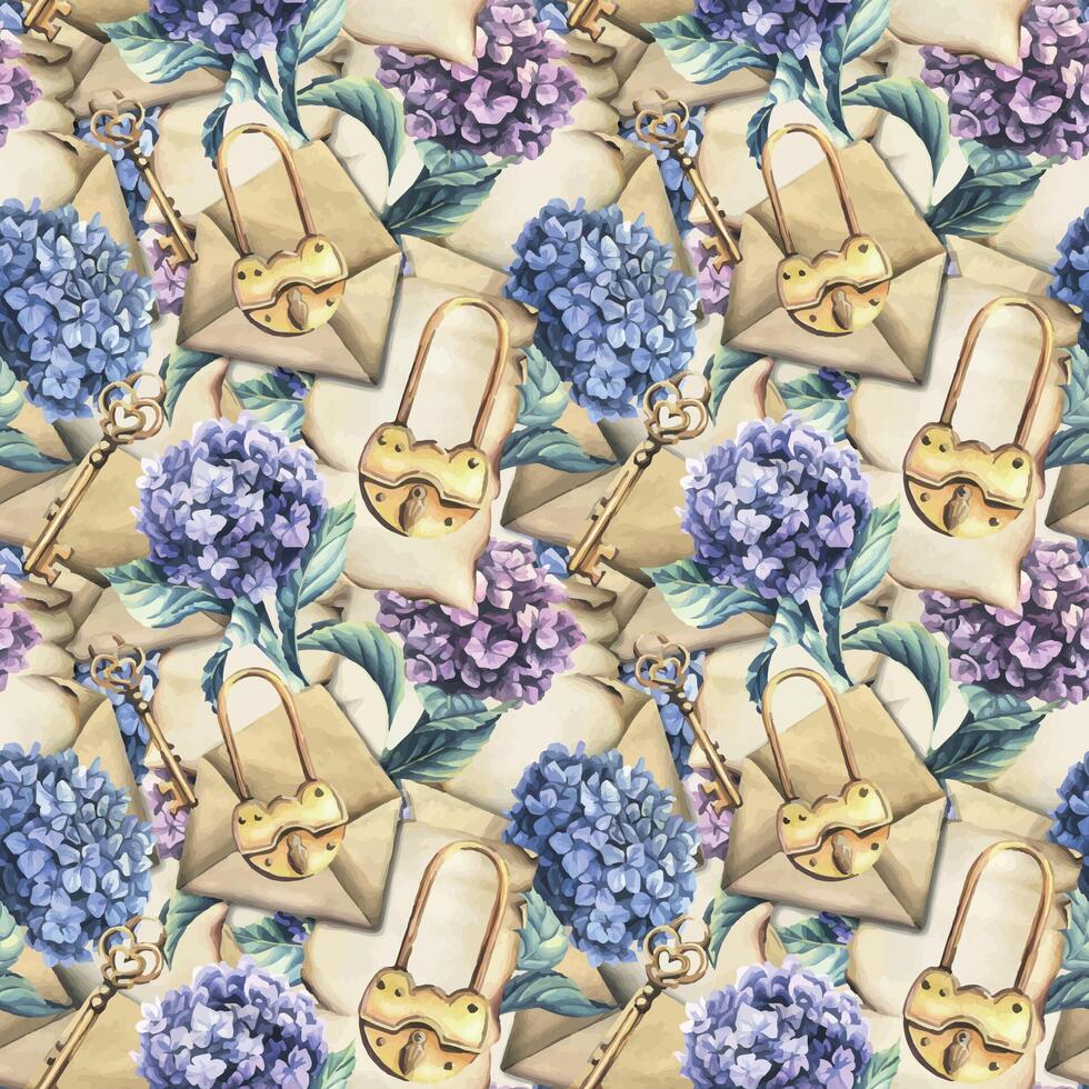 Papyrus paper, craft envelopes with golden keys and locks with