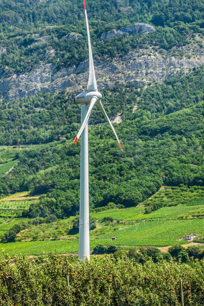 molino de viento, grupo de molinos de viento alineados para la alternativa de generación de energía eléctrica foto