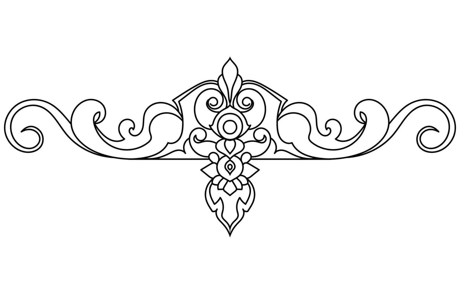 Thai pattern lines, components of a picture frame for decorative art work on a white background. vector