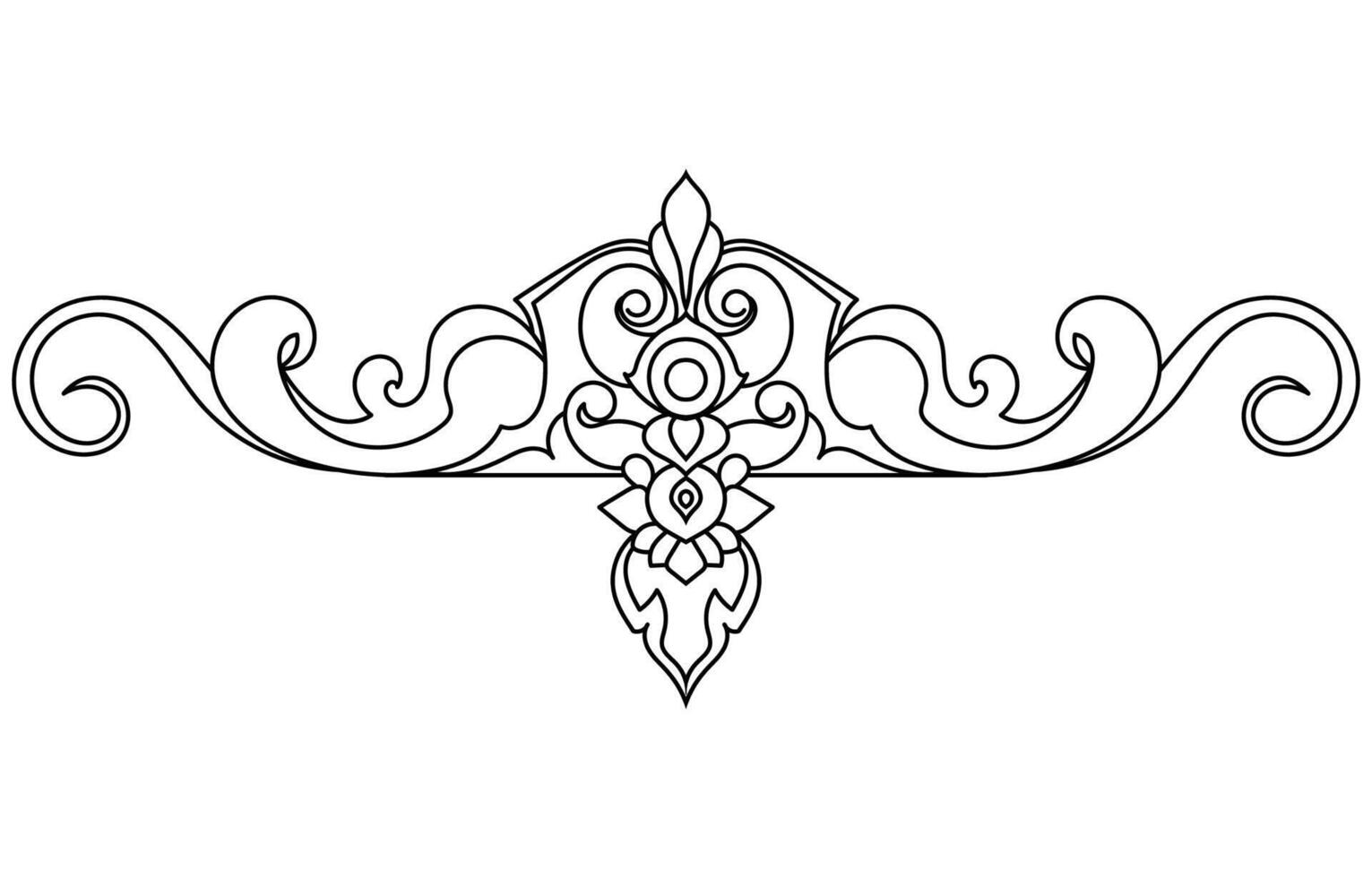 Thai pattern lines, components of a picture frame for decorative art work on a white background. vector