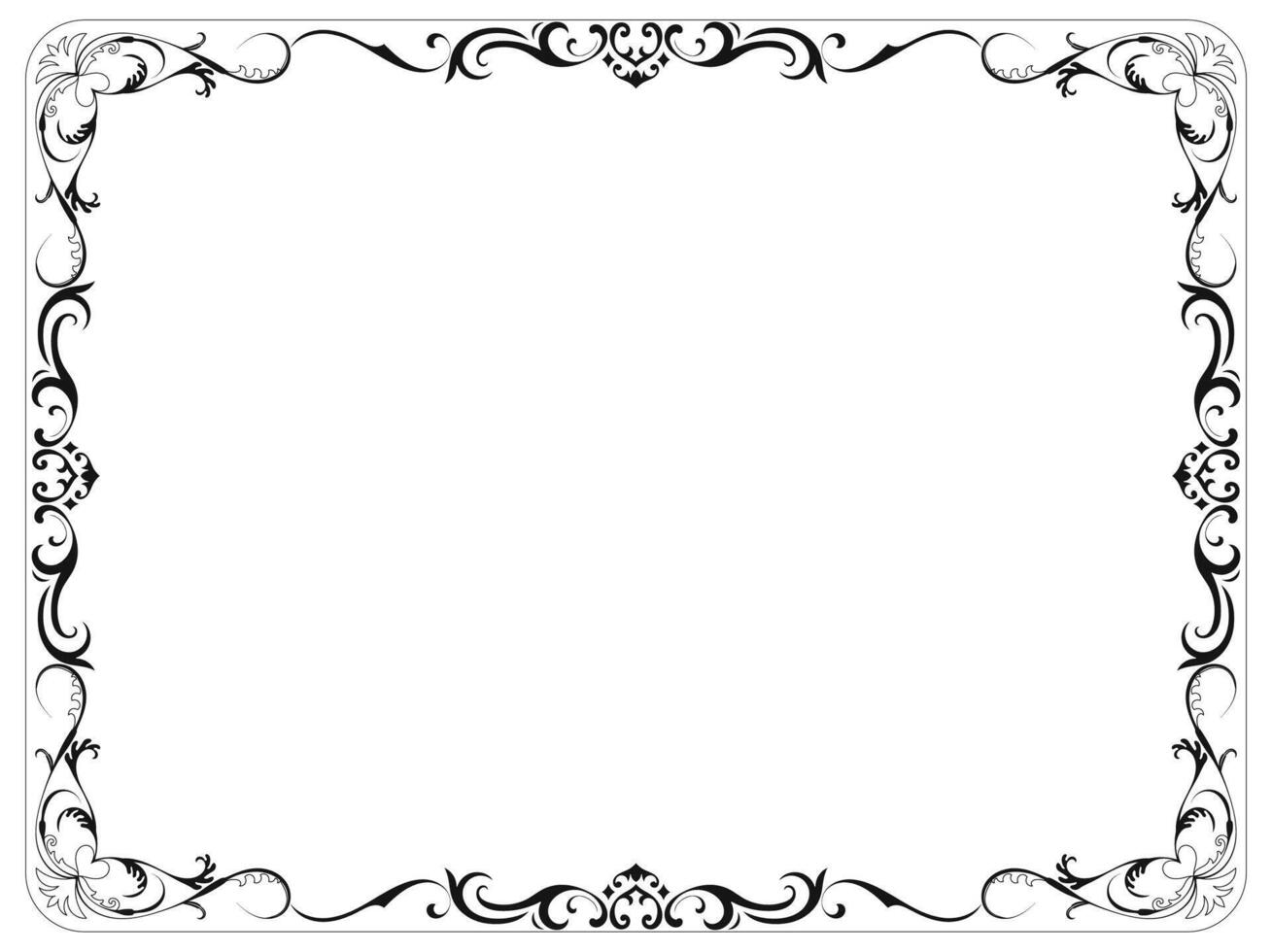 Retro vintage frame is an antique photo frame. Decorated with rolled flowers and dividers. vector