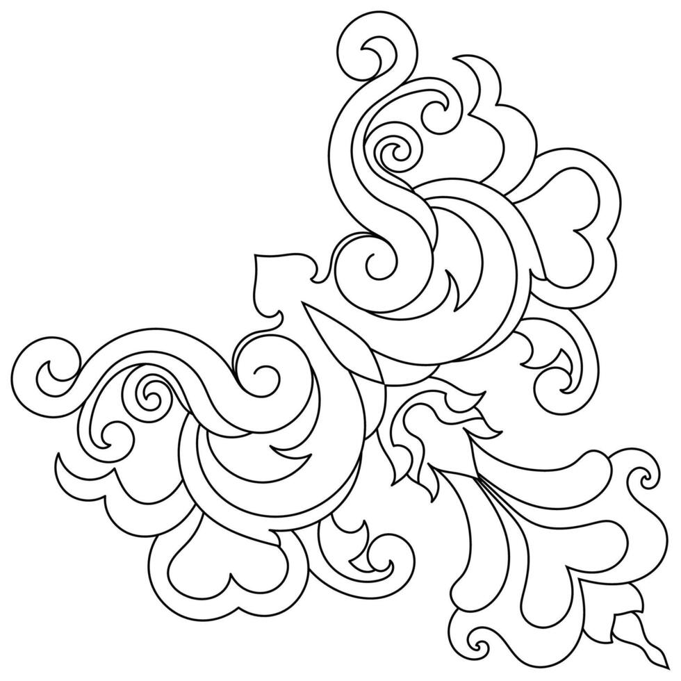 Thin line vintage corner. Medieval period of the Victorian dynasty. Fancy black monogram frame design element abstract icon collection Flower simple symbol vector