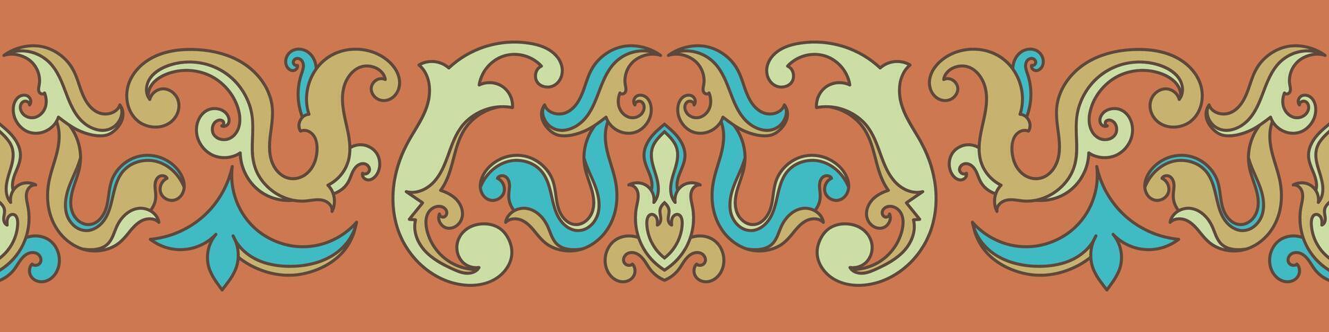vintage scrolling flowers horizontal seamless border vector