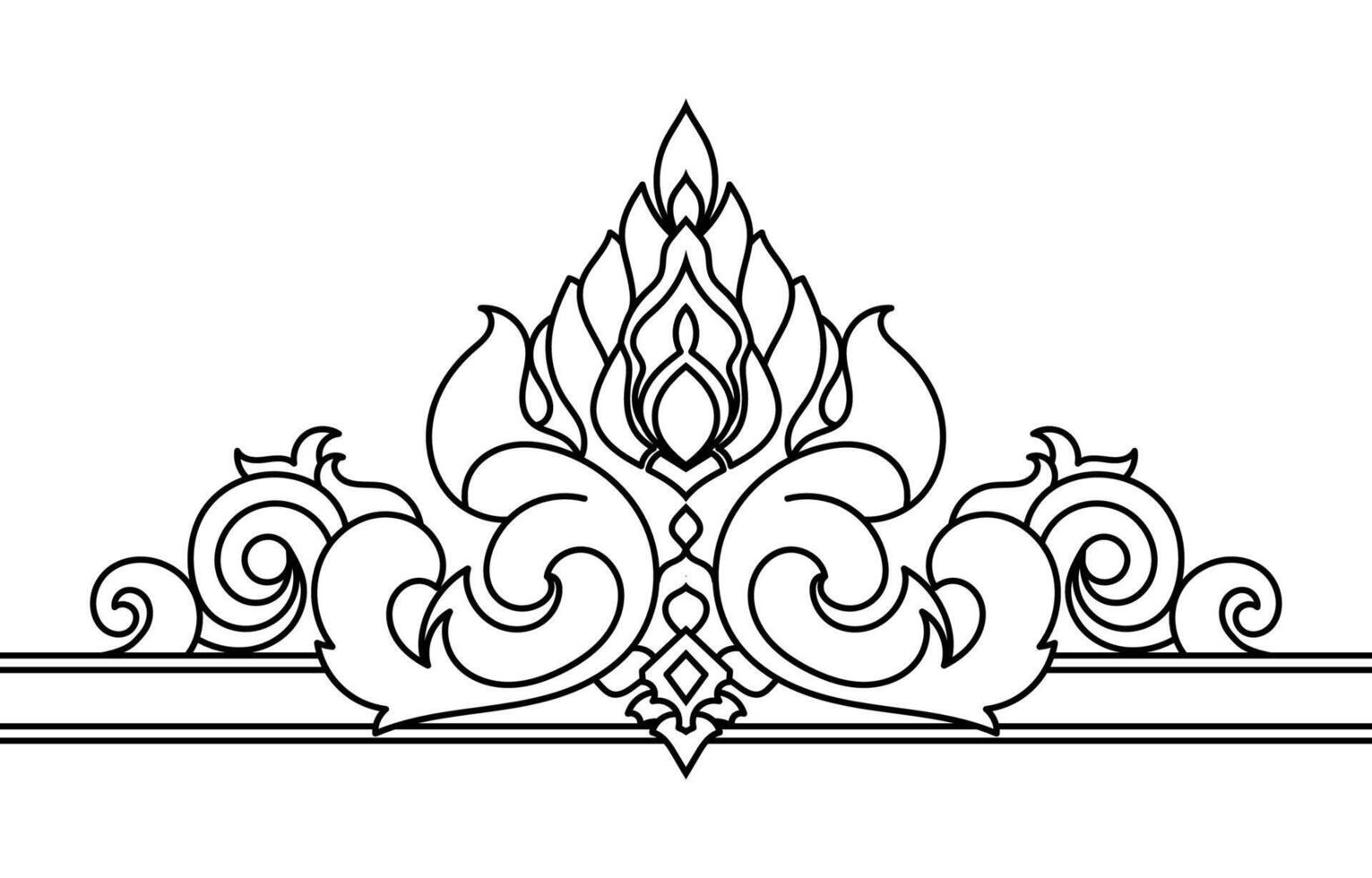 Thai pattern lines, components of a picture frame for decorative art work on a white background. vector