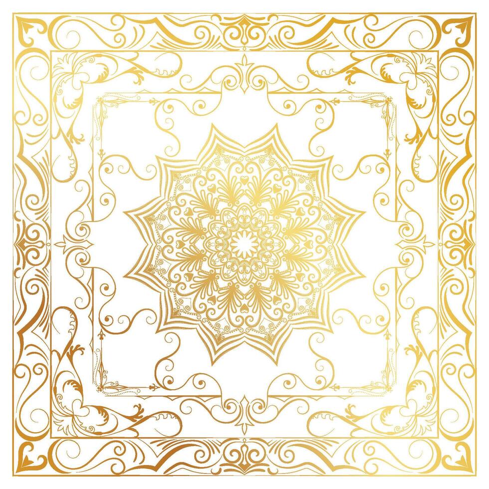 Mandala gold color for luxurious decoration, used on book covers and product wrapping boxes. vector