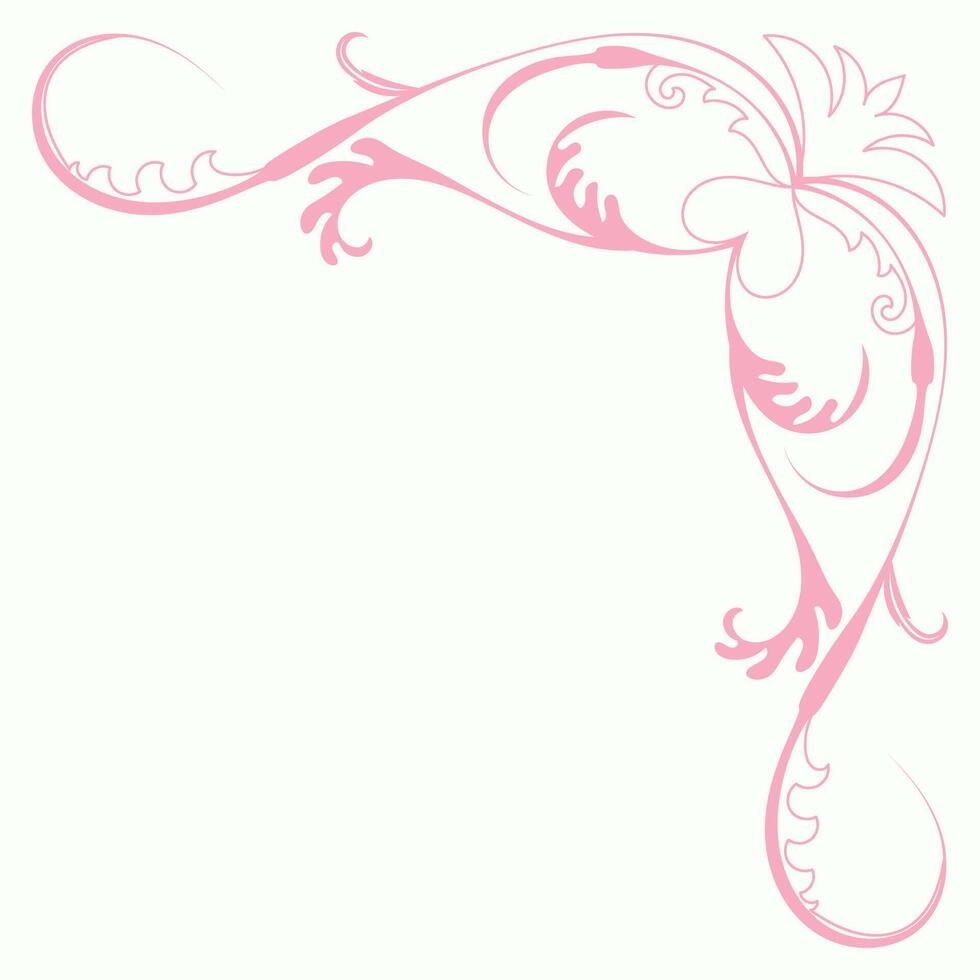 rosado Clásico esquina, Delgado línea victoriano medio siglos lujoso negro monograma marcos, diseño elementos recopilación, resumen iconos, sencillo símbolos de flores vector