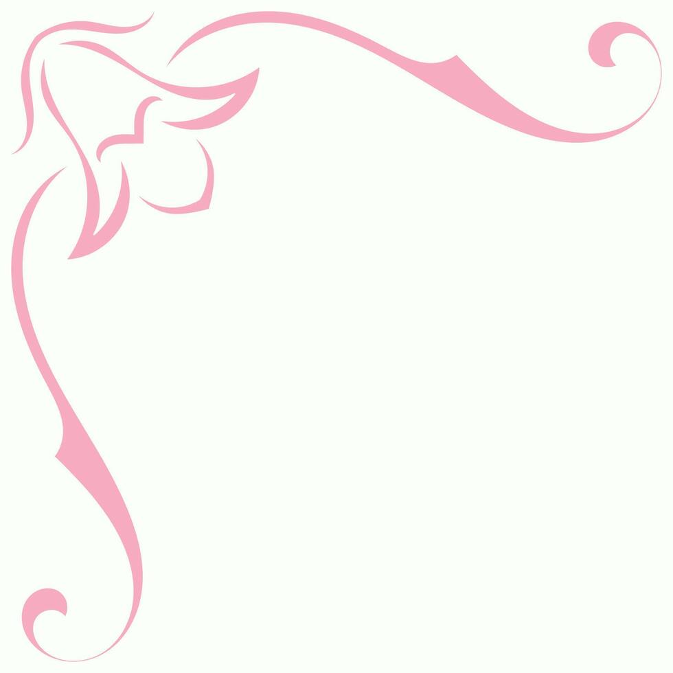 Pink vintage corner, thin line Victorian Middle Ages Fancy black monogram frames, design elements collection, abstract icons, simple symbols of flowers. vector