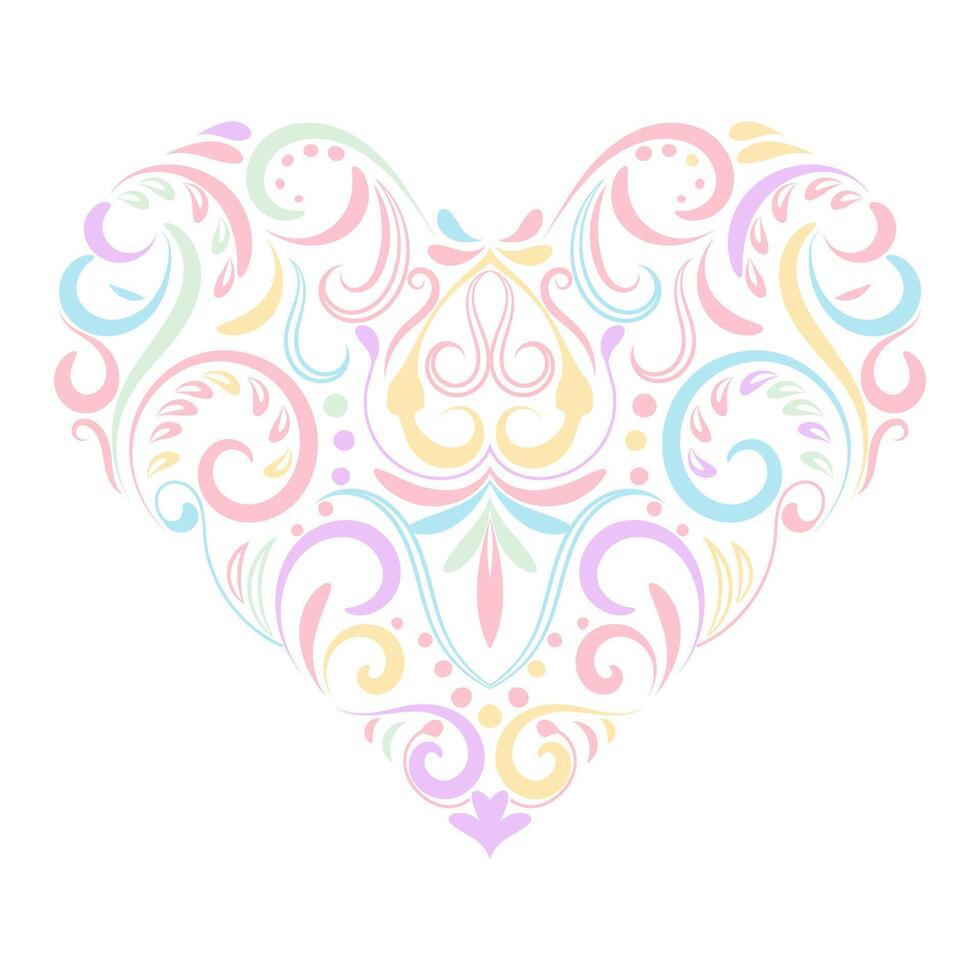 vintage pattern heart pastel colored quilling flowers vector