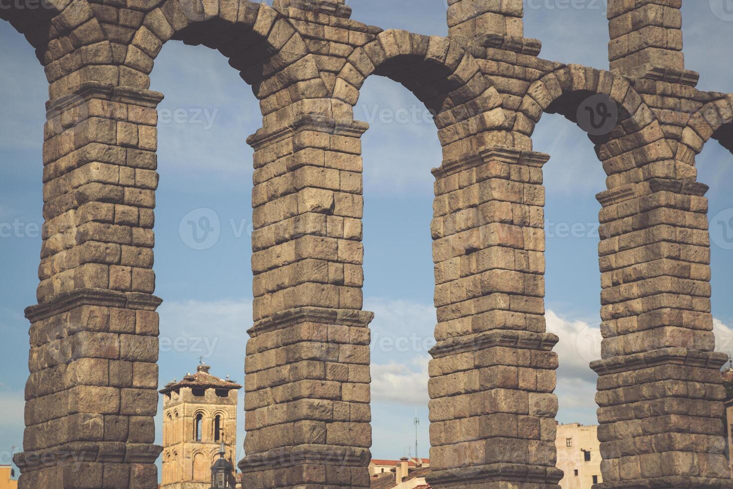 Roman aqueduct bridge of Segovia, Castilla Leon, Spain photo