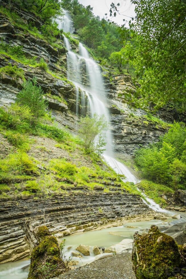 aterfall in the spanish national park Ordesa and Monte Perdido, Pyrenees photo