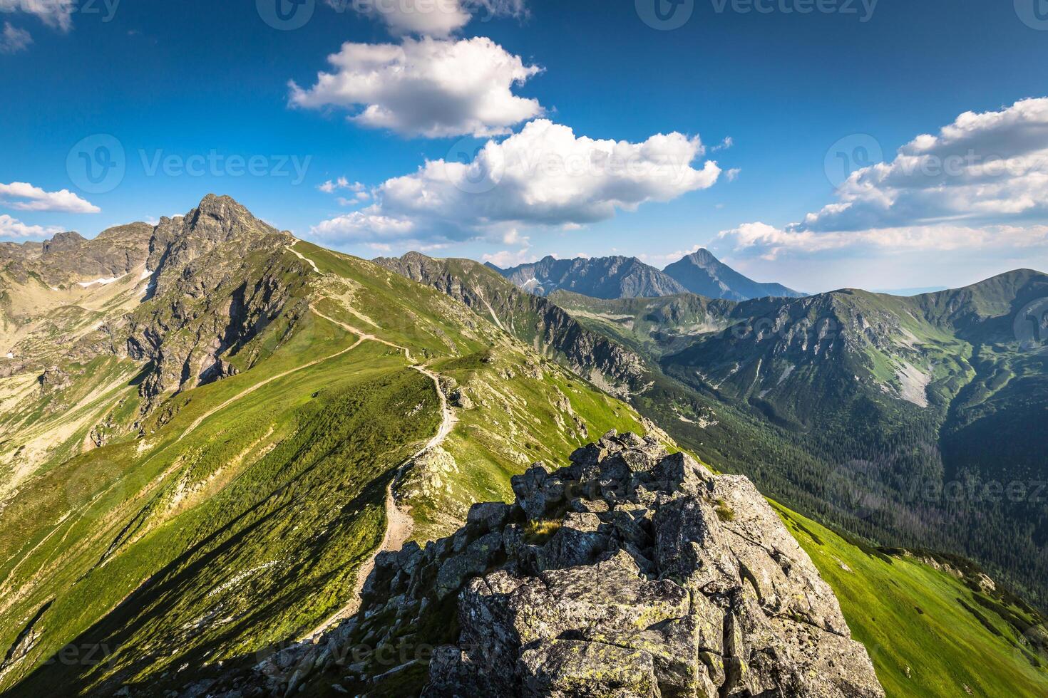 Summer Tatra Mountain, Poland, view from Kasprowy Wierch to Swinica mount. photo