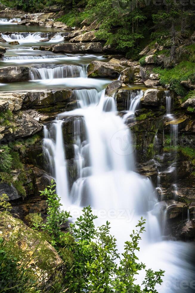 Gradas de Soaso. Waterfall in the spanish national park Ordesa and Monte Perdido, Pyrenees photo