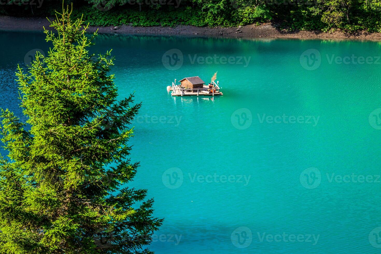 beautiful view mountain lake. Steg,Malbun in Lichtenstein, Europe photo