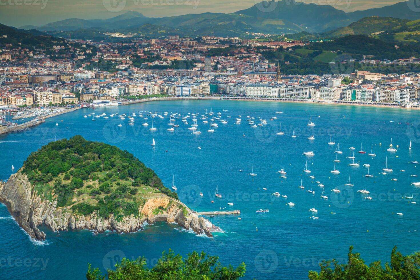 Panoramic aerial view of San Sebastian Donostia Spain photo