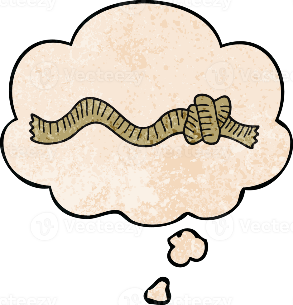 karikatur geknotetes seil und gedankenblase im schmutzbeschaffenheitsmusterstil png