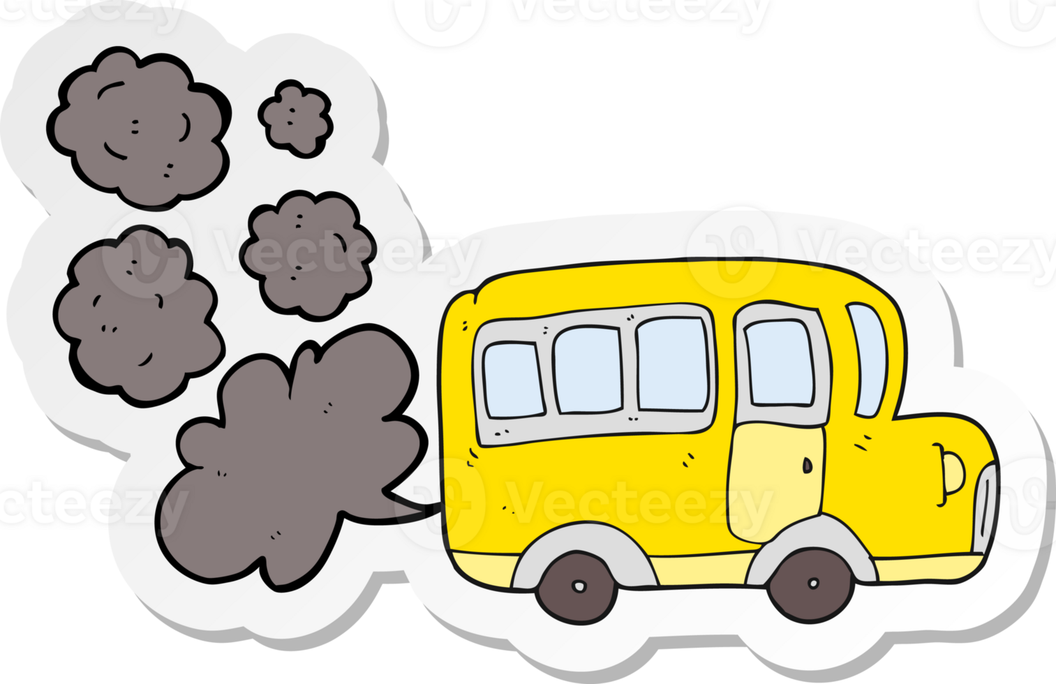 sticker of a cartoon yellow school bus png
