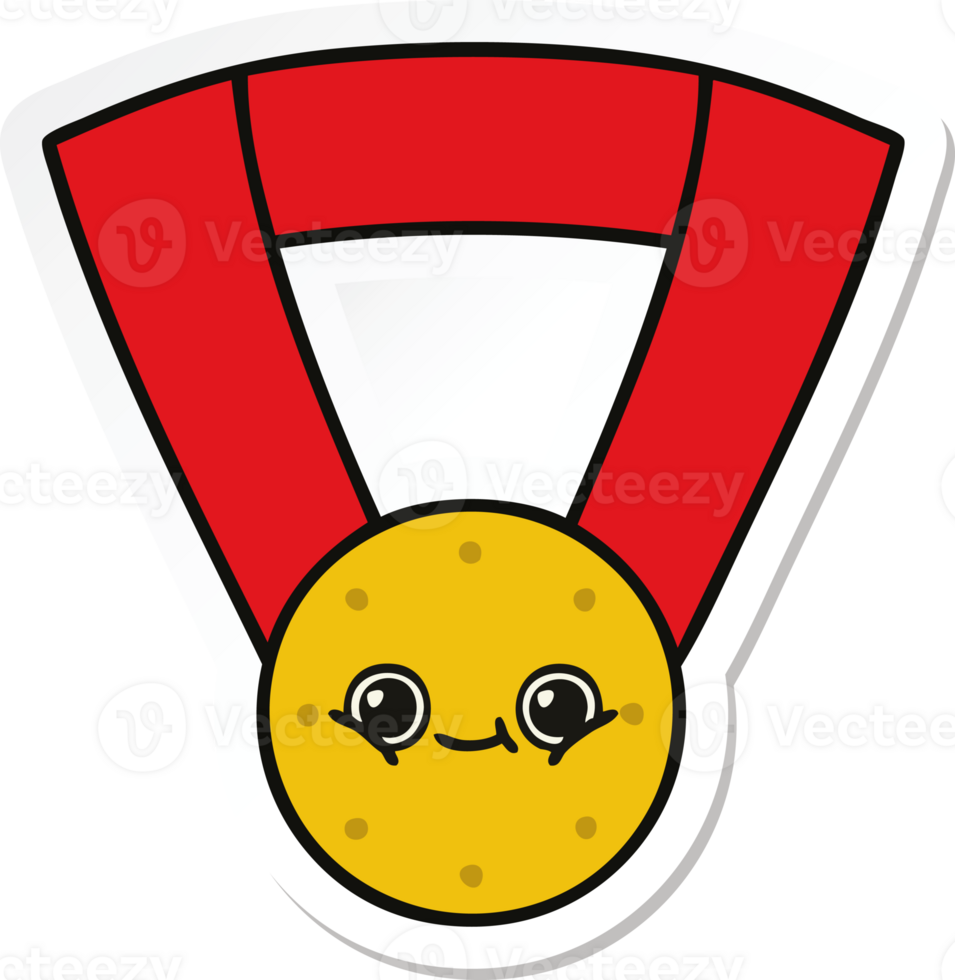 sticker of a cute cartoon gold medal png