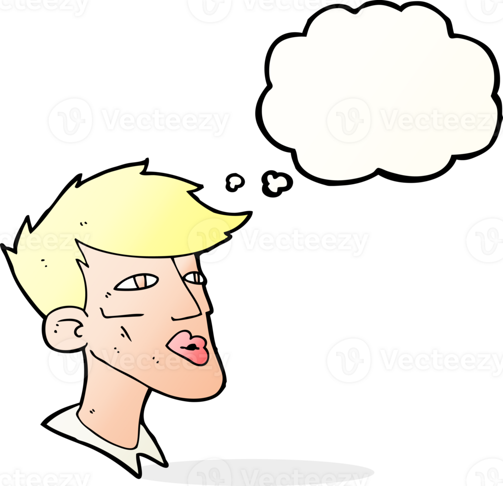 cartoon male model guy with thought bubble png