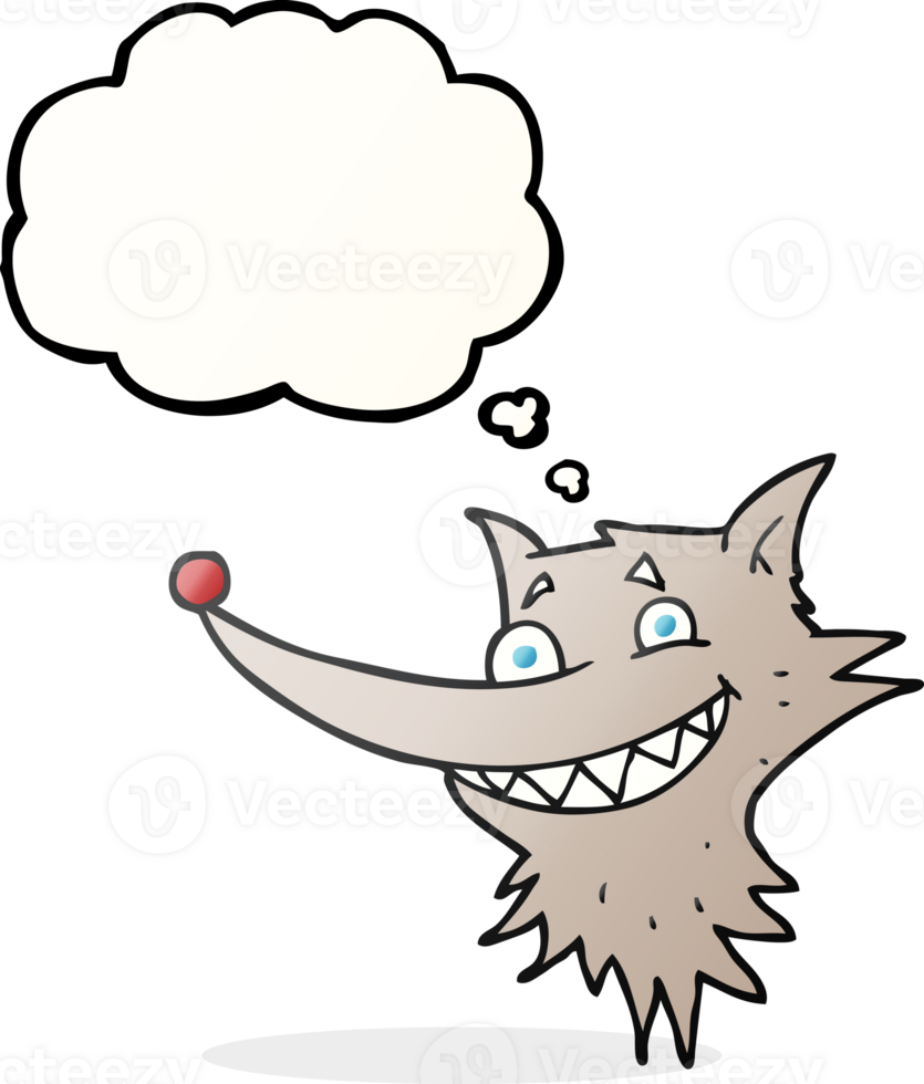 thought bubble cartoon grinning wolf face png