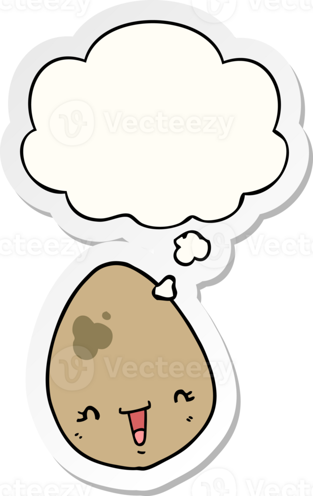 cartoon egg and thought bubble as a printed sticker png